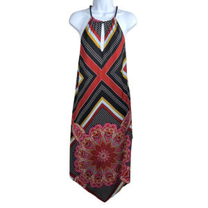 Halter Hankerchief Dress | Chevron Floral Pattern